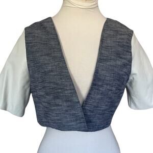 Samantha Sleeper Cropped Jacket Chambray Leather Modern Boho Medium